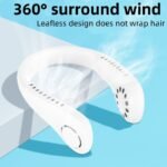 ⁦Ventilateur de cou portable 3 vitesses rechargeable USB,⁩ - الصورة ⁦2⁩