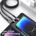⁦Câble USB 3en1 100W Charge rapide pour tout Type de Smartphone - كابل شحن سريع⁩ - الصورة ⁦5⁩