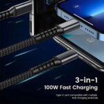 ⁦Câble USB 3en1 100W Charge rapide pour tout Type de Smartphone - كابل شحن سريع⁩ - الصورة ⁦4⁩