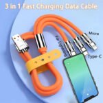⁦Câble de charge Rapide 3en1 Câble USB de 1.2 m avec 3 connecteurs 100W - كابل شحن سريع⁩ - الصورة ⁦6⁩