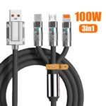 Câble de charge Rapide 3en1 Câble USB de 1.2 m avec 3 connecteurs 100W - كابل شحن سريع