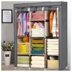 ⁦Armoire De Rangement et Penderie 7 Étages Porte Cintres Et Rideau Anti-Poussière⁩ - الصورة ⁦2⁩