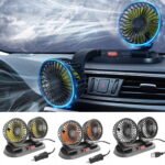 Ventilateur de voiture puissant et silencieux double rotation à 360 -12V