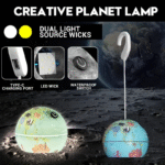 ⁦Lampe Led Suspendue En Forme De Boule Décorative, Rechargeable Par Usb, Pour Camping Intérieur Et Extérieur, En Forme De Lune Ou De Terre, 1 Pièce⁩ - الصورة ⁦3⁩