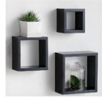 3 Étagères Murale en Bois de Décoration  Forme Carrée