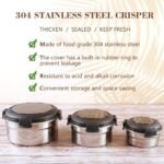 ⁦Conteneurs Alimentaires Empilables en Acier Inoxydable Écologiques 3pcs – حاويات طعام من الستانلس ستيل قابلة للتكديس⁩ - الصورة ⁦6⁩