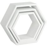 ⁦Lot de 3 Étagères Murales Décorative - Bois - Hexagonale⁩ - الصورة ⁦2⁩