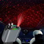 ⁦Chargeur Voiture 4en1 Rétractable 120W avec toit Starlight pour téléphones iOS et Android- شاحن سيارة متعدد المنافذ⁩ - الصورة ⁦3⁩