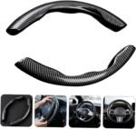 ⁦2 Pcs Housse de Volant Voiture antidérapant Noir carbon⁩ - الصورة ⁦4⁩