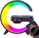 ⁦Réveil intelligente type G Bluetooth chargement sans fil haut-parleur RGB lumineuses - Noir⁩ - الصورة ⁦3⁩