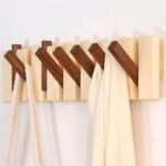 ⁦Porte Manteau Piano en Bois 7 crochet Design Moderne nature-marron⁩ - الصورة ⁦4⁩