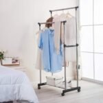 ⁦Penderie 2 Barre et porte-chaussures 2 en 1 en acier inoxydable⁩ - الصورة ⁦3⁩