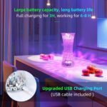 ⁦lampe de table en cristal sans fil Tactile Rgb pour chambre⁩ - الصورة ⁦5⁩