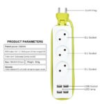 ⁦AVEL Multiprise 3 Sockets avec 4 ports USB Cordon 1,8 m Enroulable - مقبس طاقة مع منافذ شحن⁩ - الصورة ⁦6⁩