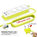 ⁦AVEL Multiprise 3 Sockets avec 4 ports USB Cordon 1,8 m Enroulable - مقبس طاقة مع منافذ شحن⁩ - الصورة ⁦4⁩
