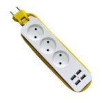 ⁦AVEL Multiprise 3 Sockets avec 4 ports USB Cordon 1,8 m Enroulable - مقبس طاقة مع منافذ شحن⁩ - الصورة ⁦2⁩