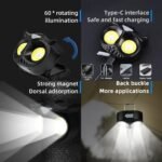 ⁦Lampe frontale LED rechargeable 1500 lumens, 5 modes, étanche IPX4 - مصباح الرأس⁩ - الصورة ⁦5⁩
