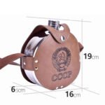 ⁦Flasque Métallique Portable 1200ml en Acier Inoxydable 18/8 avec Étui en Cuir pour Activités Extérieures⁩ - الصورة ⁦4⁩