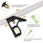 ⁦Outils de Menuiserie Carrée en Acier Inoxydable de 12'/300 mm, Règle de 45/90 Degrés avec Niveau à Bulle.⁩ - الصورة ⁦3⁩