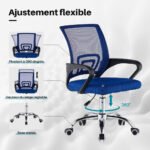 ⁦Chaise de Bureau Ergonomique avec Support Lombaire Bleu  - كرسي مكتب مريح مع دعامة للظهر⁩ - الصورة ⁦3⁩