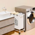 ⁦Panier à linge sur roulettes pour vêtements sales en salle de bain  - سلة تجميع الملابس الغسيل⁩ - الصورة ⁦5⁩