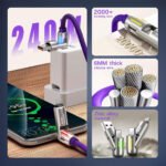 ⁦Câble de charge multifonction 4 en 1  USB C, A et Lightning 240W – كابل شحن متعدد الرؤوس⁩ - الصورة ⁦2⁩