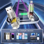 ⁦Câble de charge multifonction 4 en 1  USB C, A et Lightning 240W – كابل شحن متعدد الرؤوس⁩ - الصورة ⁦4⁩