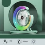 ⁦Ventilateur de table portable avec lampe G décorative à LED USB⁩ - الصورة ⁦6⁩