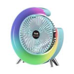 ⁦Ventilateur de table portable avec lampe G décorative à LED USB⁩ - الصورة ⁦5⁩