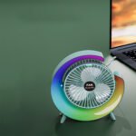 ⁦Ventilateur de table portable avec lampe G décorative à LED USB⁩ - الصورة ⁦2⁩