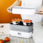 ⁦Boîte à Lunch Électrique Portable avec 2 Récipients Amovibles en Acier Inoxydable - علبة تسخين طعام⁩ - الصورة ⁦4⁩