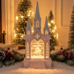 Château à neige lumineux avec paillettes tourbillonnantes - ديكور قلعة الثلج