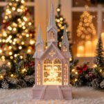 ⁦Château à neige lumineux avec paillettes tourbillonnantes - ديكور قلعة الثلج⁩ - الصورة ⁦2⁩