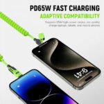 ⁦Câble USB 4en1 à Ressort Fast Charge 65 W - كابل شحن سريع⁩ - الصورة ⁦4⁩