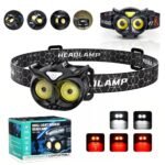 ⁦Lampe frontale LED rechargeable 1500 lumens, 5 modes, étanche IPX4 - مصباح الرأس⁩ - الصورة ⁦7⁩