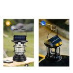 ⁦Lanterne de camping rechargeable, lampe de camping portable, 2 panneaux solaires⁩ - الصورة ⁦2⁩
