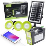 Kit Panneau Solaire portable avec Torche LED Rechargeable et 3 Lampes  - طقم مصباح يعمل بالطاقة الشمسية