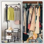 ⁦Porte Manteau et Organisateur de Chaussures en Métal avec Cintres  - علاقة ملابس ومنظم أحذية 2في1⁩ - الصورة ⁦3⁩