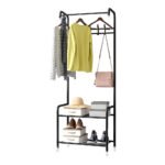 ⁦Porte Manteau et Organisateur de Chaussures en Métal avec Cintres  - علاقة ملابس ومنظم أحذية 2في1⁩ - الصورة ⁦2⁩
