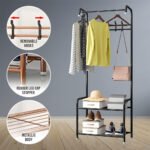Porte Manteau et Organisateur de Chaussures en Métal avec Cintres  - علاقة ملابس ومنظم أحذية 2في1