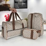 Pack 3Pcs Cabas Sac a Dos et Pochette en Tissue Imperméable Beige