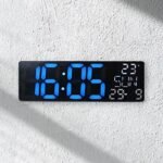 ⁦Horloge Numérique Murale et Table LED à Éclairage Bleu Inférieur – ساعة رقمية للحائط و المكتب بإضاءة سفلية زرقاء⁩ - الصورة ⁦3⁩