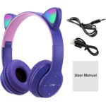 ⁦Casque Bluetooth sans fil avec oreilles de chat LED clignotantes KT-49M - سماعات رأسية⁩ - الصورة ⁦4⁩