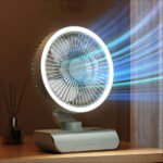Ventilateur de Bureau Rechargeable Rotatif avec Lumière LED - مروحة مكتب قابلة للشحن