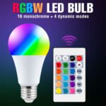 ⁦Ampoule LED RGBW E27 à intensité variable 16 couleurs - مصباح بأضواء ملونة⁩ - الصورة ⁦2⁩