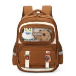 ⁦Sac à Dos Enfant Ludique avec Plusieurs Compartiment et un Peluche LM-5122 Marron - حقيبة ظهر للأطفال بني⁩ - الصورة ⁦2⁩