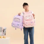 ⁦Sac à Dos Enfant Ludique avec Plusieurs Compartiment et un Peluche LM-5122 Rose - حقيبة ظهر للأطفال وردي⁩ - الصورة ⁦3⁩