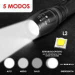 ⁦Lampe de poche tactique IP65 de 18 000 lumens - avec lumière LED et deux piles rechargeables - Swat⁩ - الصورة ⁦4⁩