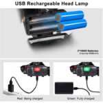 ⁦Lampe frontale LED 4 modes 6000K USB rechargeable⁩ - الصورة ⁦5⁩