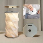 ⁦Lampe de lecture rotative portable en bois et papier Rechargeable à LED⁩ - الصورة ⁦7⁩
